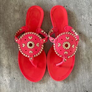 Jack Rogers Vibrant Coral Sandals with Gold Details